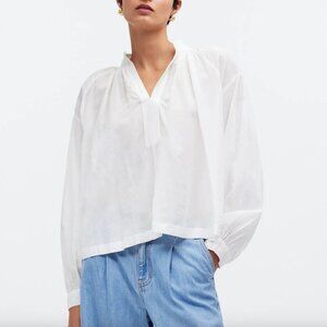 NWT! MADEWELL Shirred Long-Sleeve Top Size Small